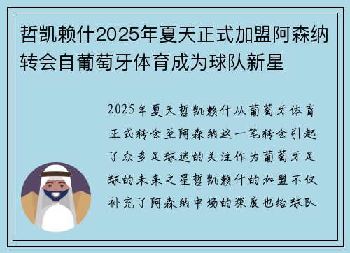 哲凯赖什2025年夏天正式加盟阿森纳转会自葡萄牙体育成为球队新星